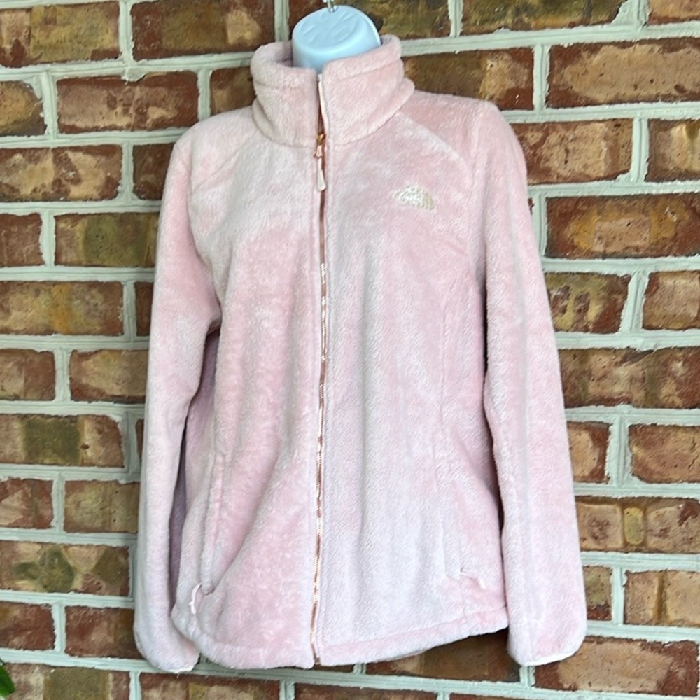 The North Face full zip Pink Teddy Jacket with Rose Gold Hardware. Medium